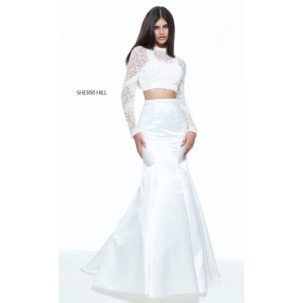 White Sherri Hill Two Piece Dress 51107